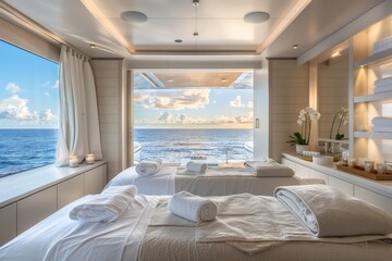 Naklejka na ściany i meble Luxury Yacht Spa with Ocean View