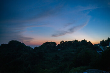 sunset in the mountainous village