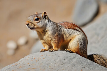 Naklejka premium Brown squirrel on a rock