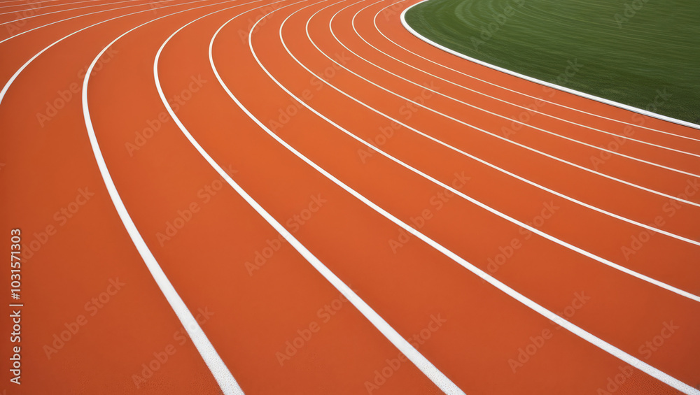 Wall mural running track in the stadium on a clear day