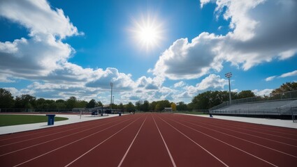 Fototapeta premium Running track in the stadium on a clear day