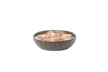 PNG, meatballs in a plate, isolated on white background.