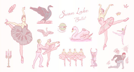 バレエ　イメージ白鳥の湖イラスト