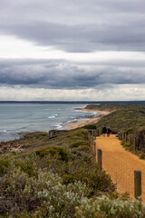 Obraz premium Coastal trail with scenic stormy ocean view at Bluff Barwon Heads