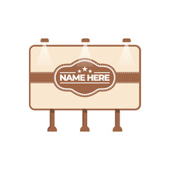 Vintage cinema signboard or billboard with spotlights isolated on white background. Vector illustration.