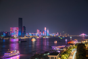Fototapeta premium wuhan city skyline at night