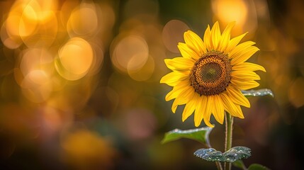 Bright Sunflower in Warm Glow Background