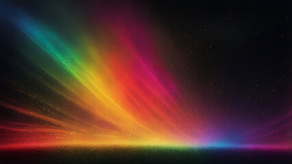 Blur colorful warm rainbow light leaks on black background with dust texture. Defocused abstract damaged scratched retro film analog effect for using over photos as overlay or screen filter