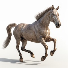 Obraz premium A Grey Horse Running on White Background