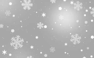 雪降るホワイトクリスマス★シルバーの壁紙背景★ポストカード