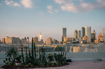 Obraz premium city skyline in the golden hours