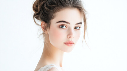 Obraz premium Beautiful Woman Portrait: Elegance and Natural Beauty