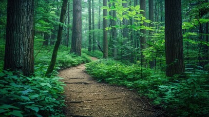 Obraz premium Serene Forest Pathway with Lush Greenery