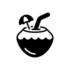 Black solid icon for coconut water