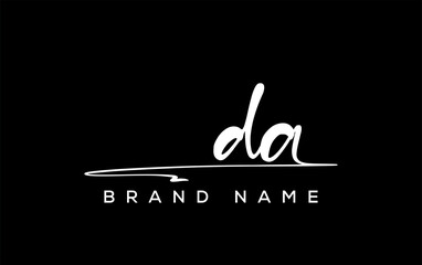 DA letter beauty handwriting vector logo.