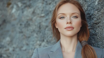 Fototapeta premium Portrait of a Confident Businesswoman with Long Red Hair