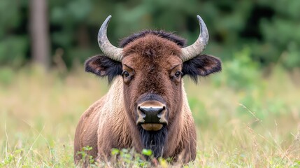 Close up Portrait of a Bison in a Meadow  Wildlife Photography  Mammal  Nature  Wild Anima