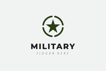 Army Military Logo Design.Star With Circular Badge Suitable For Veteran Logo 