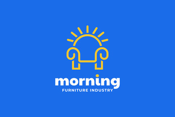 Fototapeta premium Sun With Chair Furniture.Sofa With Sunrise Symbol Suitable For Furniture Industry Logo Design