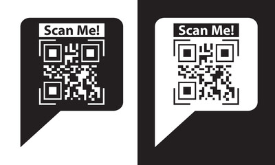QR code set. Scan Me. Scan QR code icon. Payment , QR code template for mobile app for mobile app payment and phone. Vector illustration isolated on white and black background. 