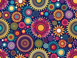 Seamless Zenart Style Pattern for Fabrics and Wallpaper - Abstract Circles Design