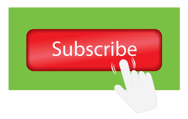Subscribe button with hand icon PNG