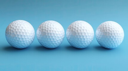 Four golf balls in a row. Perfect for sports and leisure themes, golf equipment, or game day promotions.