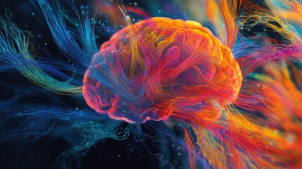 Naklejka premium 3D Illustration of human brain nerve tracts based on magnetic resonance imaging (MRI) data.
