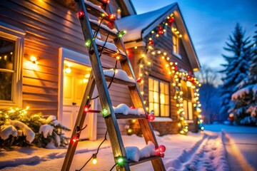 Holiday Ladder Safety for Christmas Lighting: Decorating with String Lights on a Ladder, Preventing Accidents and Enjoying Festive Outdoor Decor
