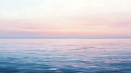 Obraz premium Abstract Ocean Sunset Painting Blue and Pink Watercolor Sea Waves