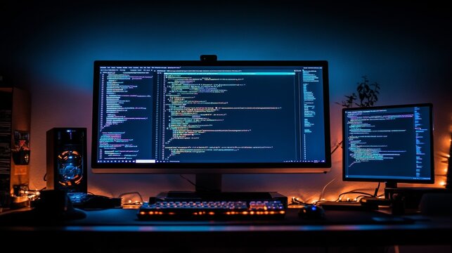 coding with example code on a PC screen -