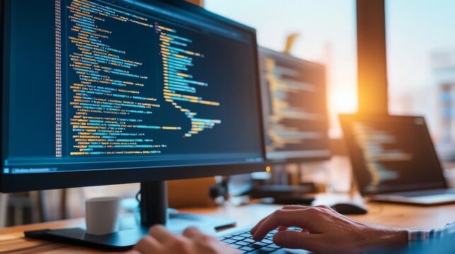 coding with example code on a PC screen -