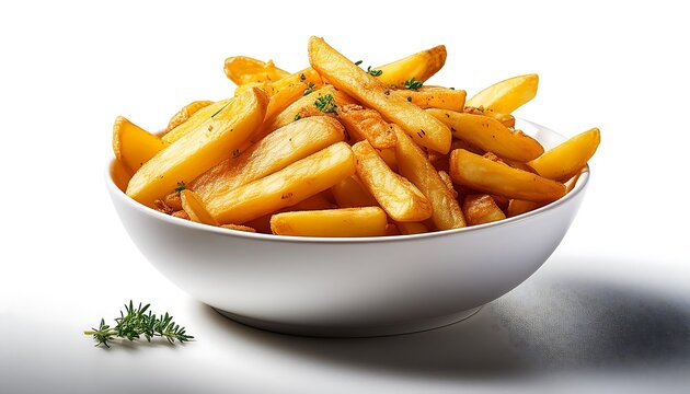 recommend clip art: Isolated crispy french fries on a white plate, served with ketchup