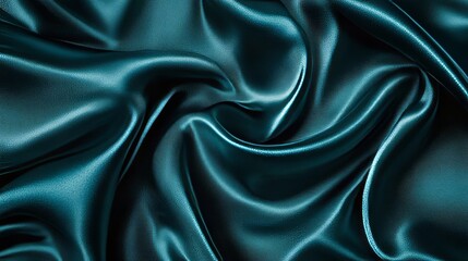 Obraz premium Dark teal green silk satin. Shiny smooth fabric, soft folds. Luxury background with space for design. Flat lay, top view. Birthday, Christmas, Valentineâ€™s, New Yearâ€™s theme. 