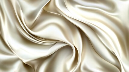 Obraz premium Elegant satin fabric with a beige color. Luxurious texture with soft folds. Festive wedding background design