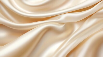 Obraz premium Elegant satin fabric with a beige color. Luxurious texture with soft folds. Festive wedding background design