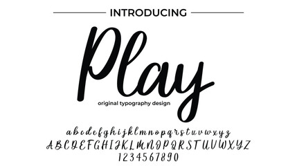 Play Font Stylish brush painted an uppercase vector letters, alphabet, typeface