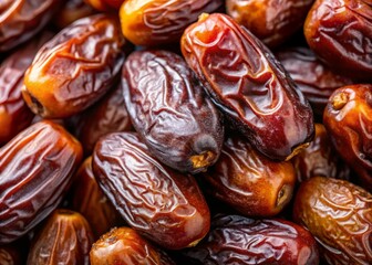 Macro Photography of Dates Fruit: Close-Up Shots Capturing the Texture, Color, and Natural Beauty of Fresh Dates, Ideal for Food Photography, Healthy Eating, and Culinary Arts