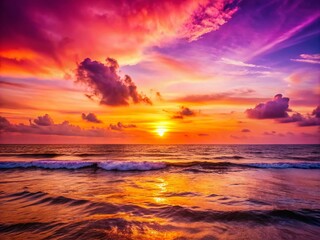 Obraz premium Serene Sri Lanka Sunset over Ocean - Minimalist Photography