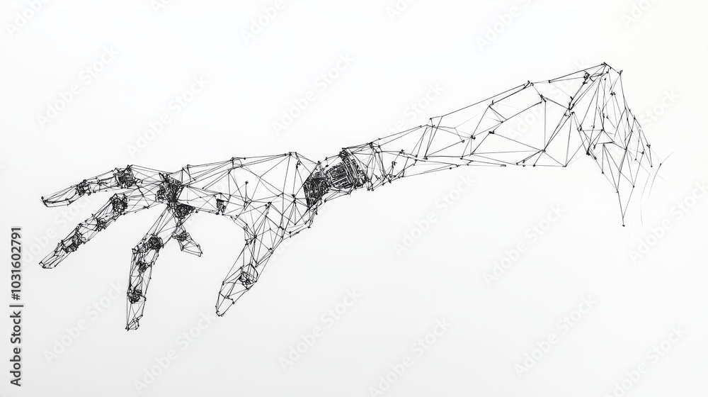 Poster this is a simple drawing of a robot arm, made with triangles.it shows how robots are used in making 