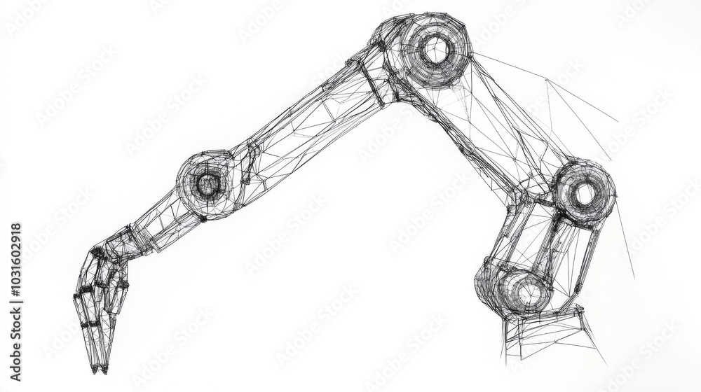 Poster this is a simple drawing of a robot arm, made with triangles.it shows how robots are used in making 