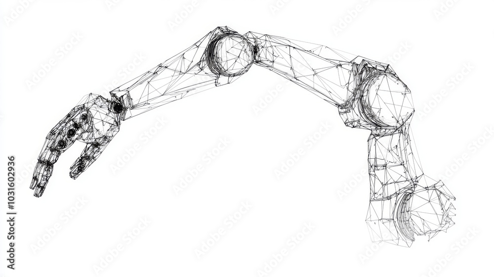 Poster this is a simple drawing of a robot arm, made with triangles.it shows how robots are used in making 