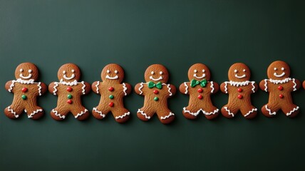 Fototapeta premium Set watercolor elements with Gingerbread cookies,Cute christmas gingerbread man and girl,New Year,menu,season greeting,xmas,sweet homemade biscuits in the form of different characters,holiday items.