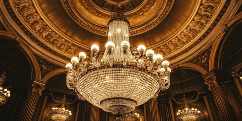 Obraz premium Ornate chandelier in a gilded room.