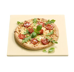 pizza with salami tomatoes and olives