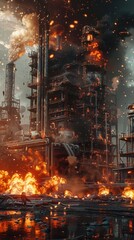 Obraz premium Create detailed 3D renders of industrial accidents, highlighting safety protocols and preventive measures