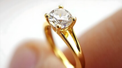 Elegant Gold Ring with Sparkling Diamond