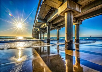 Silhouette of a Concrete Pier on a Sunny Beach Day - Stunning Coastal Photography