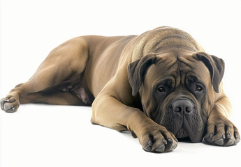 Obraz premium Mastiff Isolated on White Background : English mastiff Dog - Large Mammal Pet Portrait