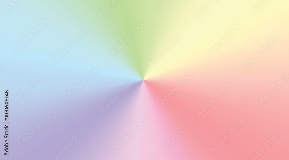 Wall mural pastel rainbow gradient background with radial conic effect emanating from the center